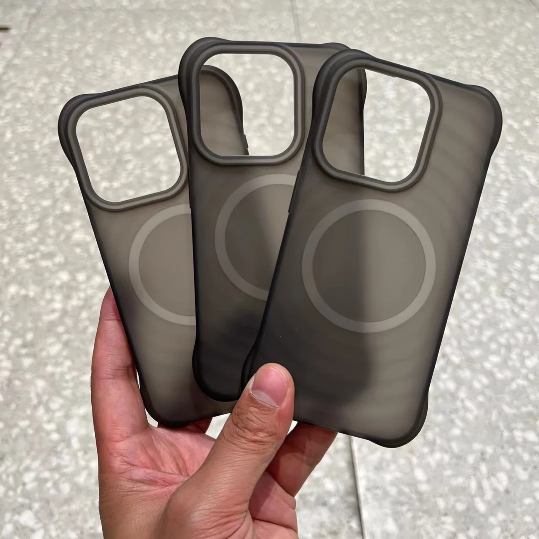 磨砂黑白波漾壳磁吸适用苹果15手机壳iphone14pro/13硅胶12防摔