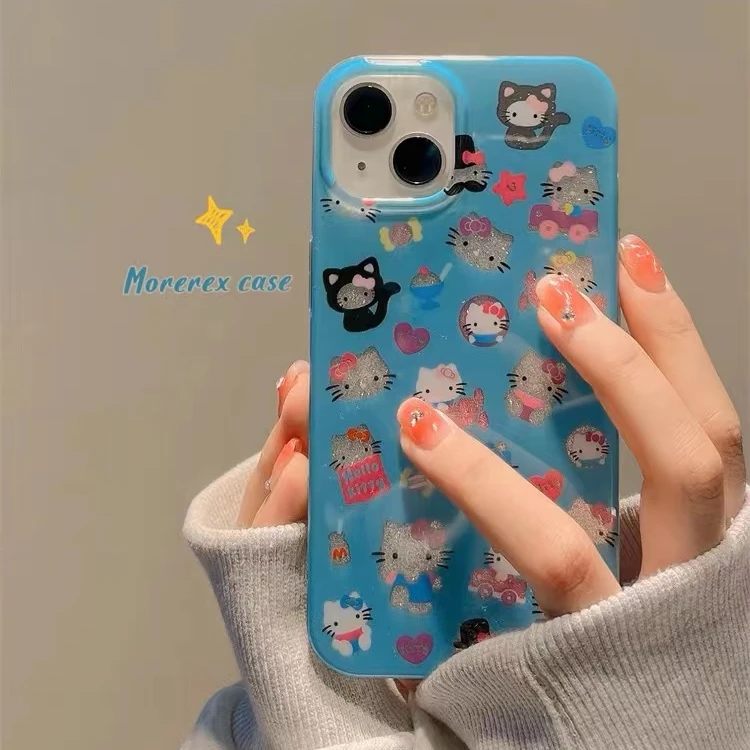 ins卡通可爱Kitty猫适用苹果15promax手机壳iphone14/13全包12女