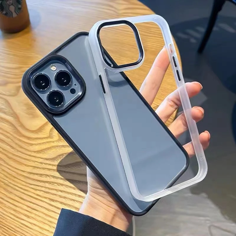 高级感金属按键iphone15/14promax手机壳适用苹果13全包12透明11