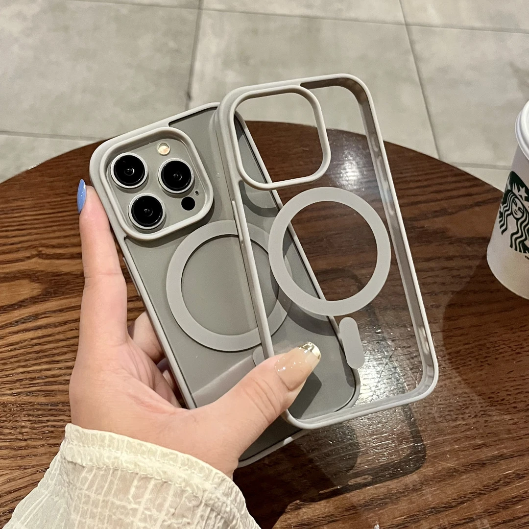 Magsfe磁吸钛灰色iphone15promax手机壳适用苹果14/13全包12防摔1
