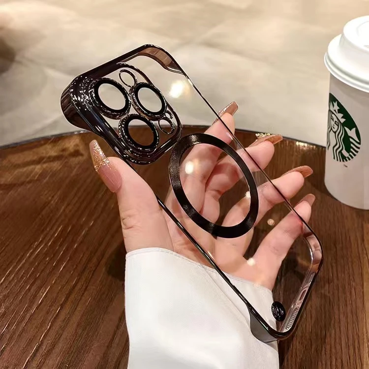 MagSafe磁吸14pro镜头全包iPhone14手机壳无边框适用苹果13超薄防