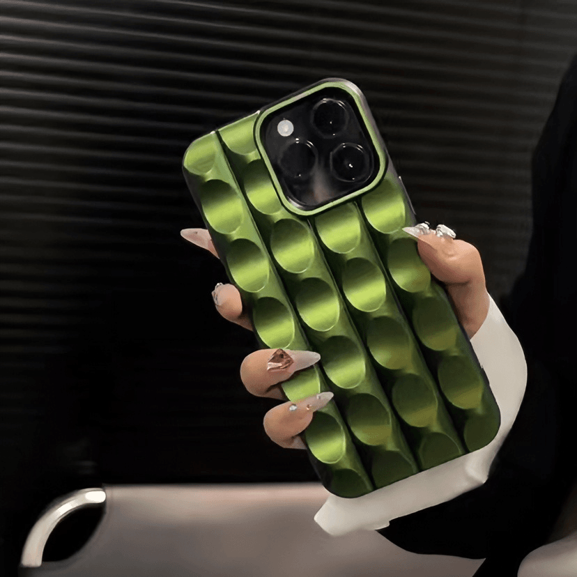 高级曼巴绿立体凹凸纹苹果14promax手机壳iphone13/12女款11个性