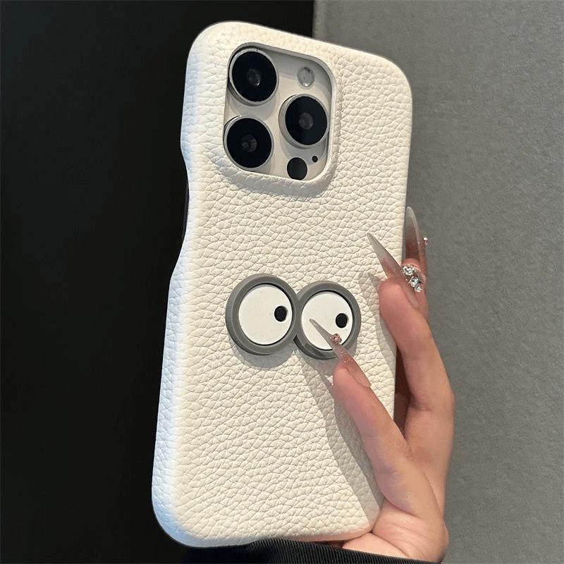 白荔枝纹立体大眼适用于苹果15手机壳iPhone15新款14小众13防摔12