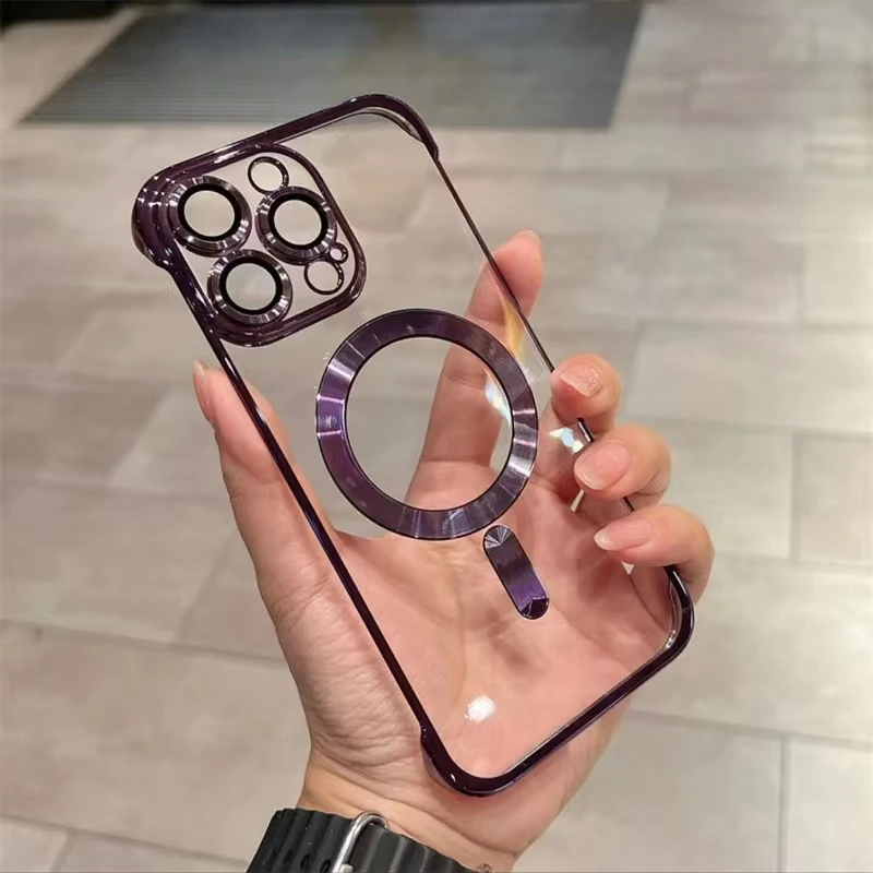 无边框散热磁吸15promax适用苹果14plus手机壳iphone13pro超薄12/