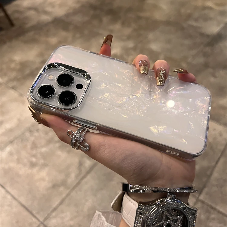 高级感仙女贝壳纹iphone15promax手机壳适用苹果14plus/13pro全包