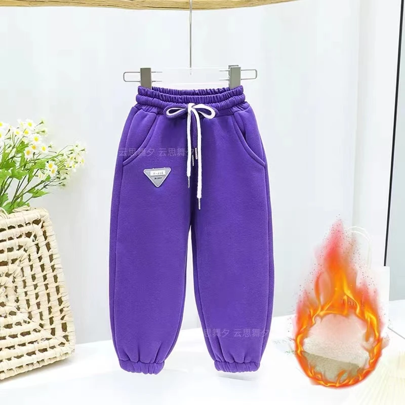 2023新款秋冬女童加厚加绒运动卫裤（扣号链接）儿童外穿中大童保暖