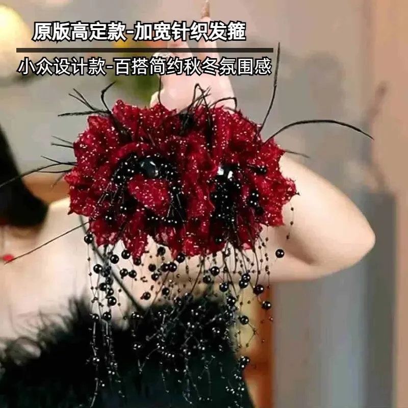 雅韵秋冬雅丹风发夹珠珠流苏抓夹显发量鲨鱼夹新款上新原创发饰女