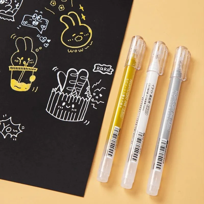 禾硕黑纸专用白色金色银色高光笔0.8mm手账素描美术中性笔绘画笔