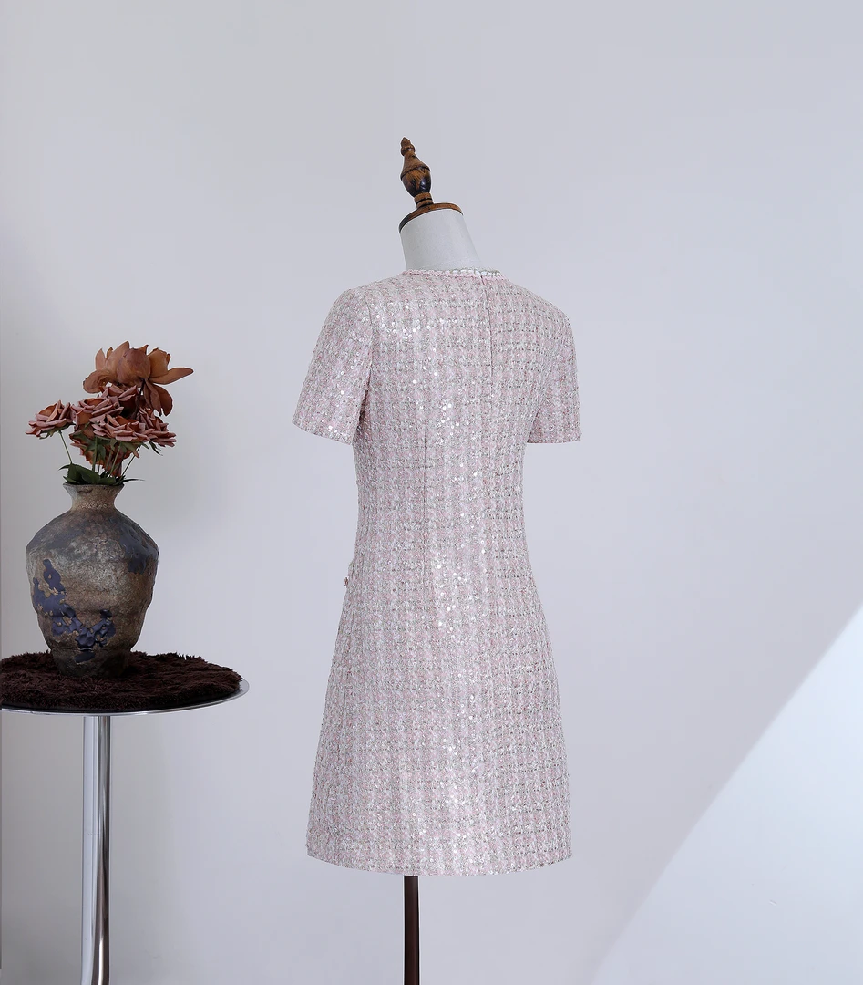 【半岛恋人】XXF8003夏季轻奢百搭设计师圆领女装连衣裙修身优雅