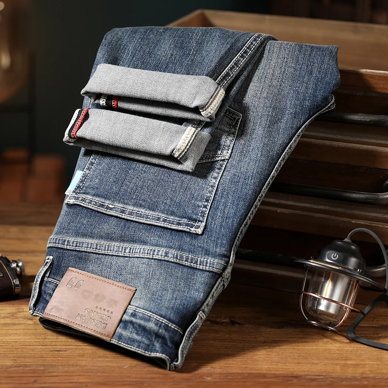 美式复古牛仔裤男2024新款修身直筒潮牌裤子男春秋休闲长裤子6550