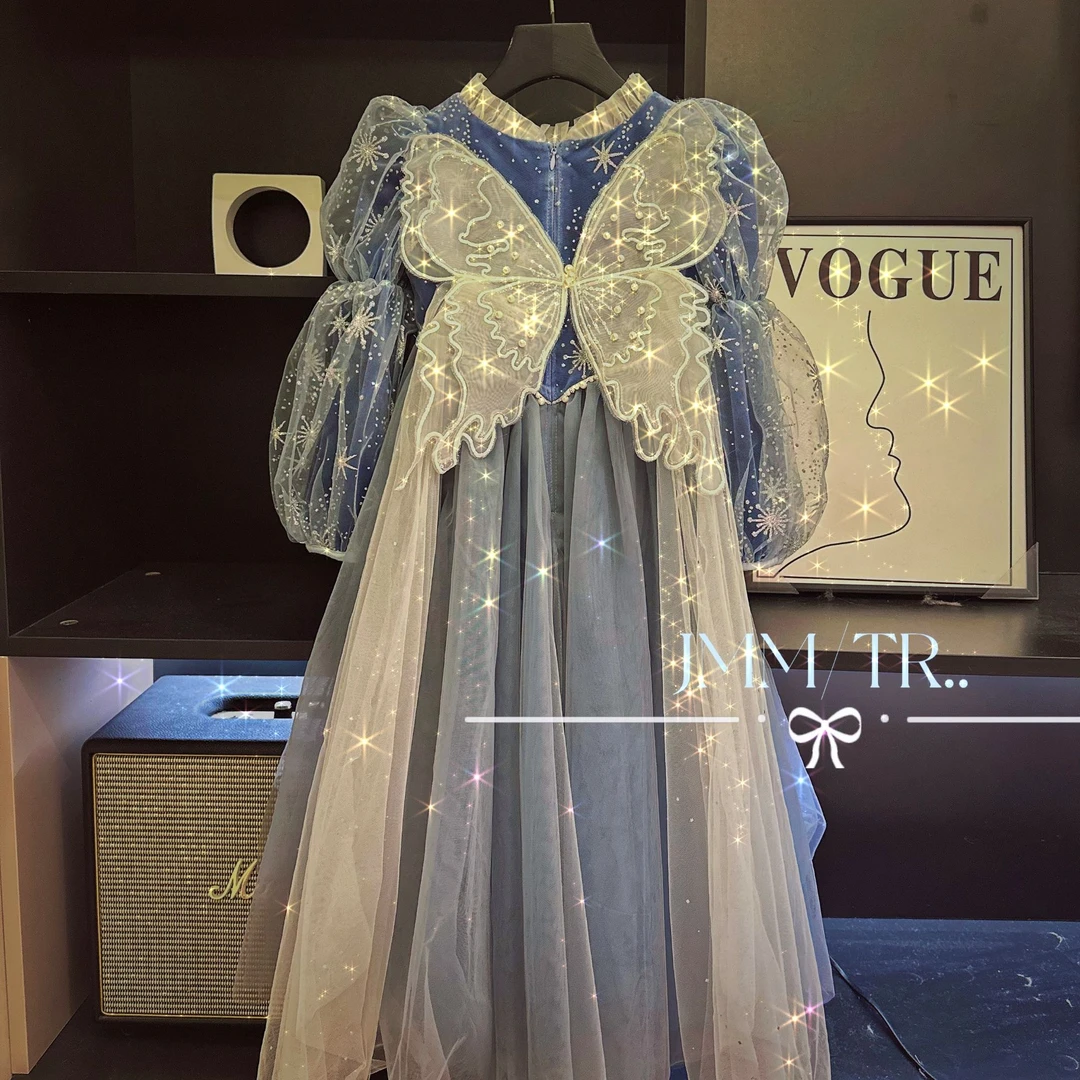 【艾莎】新款女童时尚走秀礼服裙宝宝甜美亮片蓬蓬纱公主裙