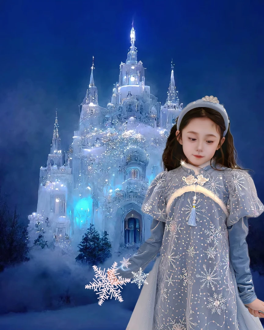 【灰姑娘夫妇】冬季裙网纱蓬蓬洋气裙新款儿童长袖连衣裙231713Q