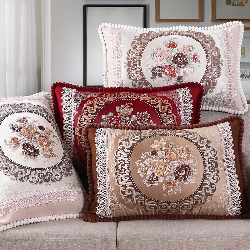 抱枕沙发靠垫欧式提花靠枕套可拆洗含芯护腰枕家用客厅高档靠背垫
