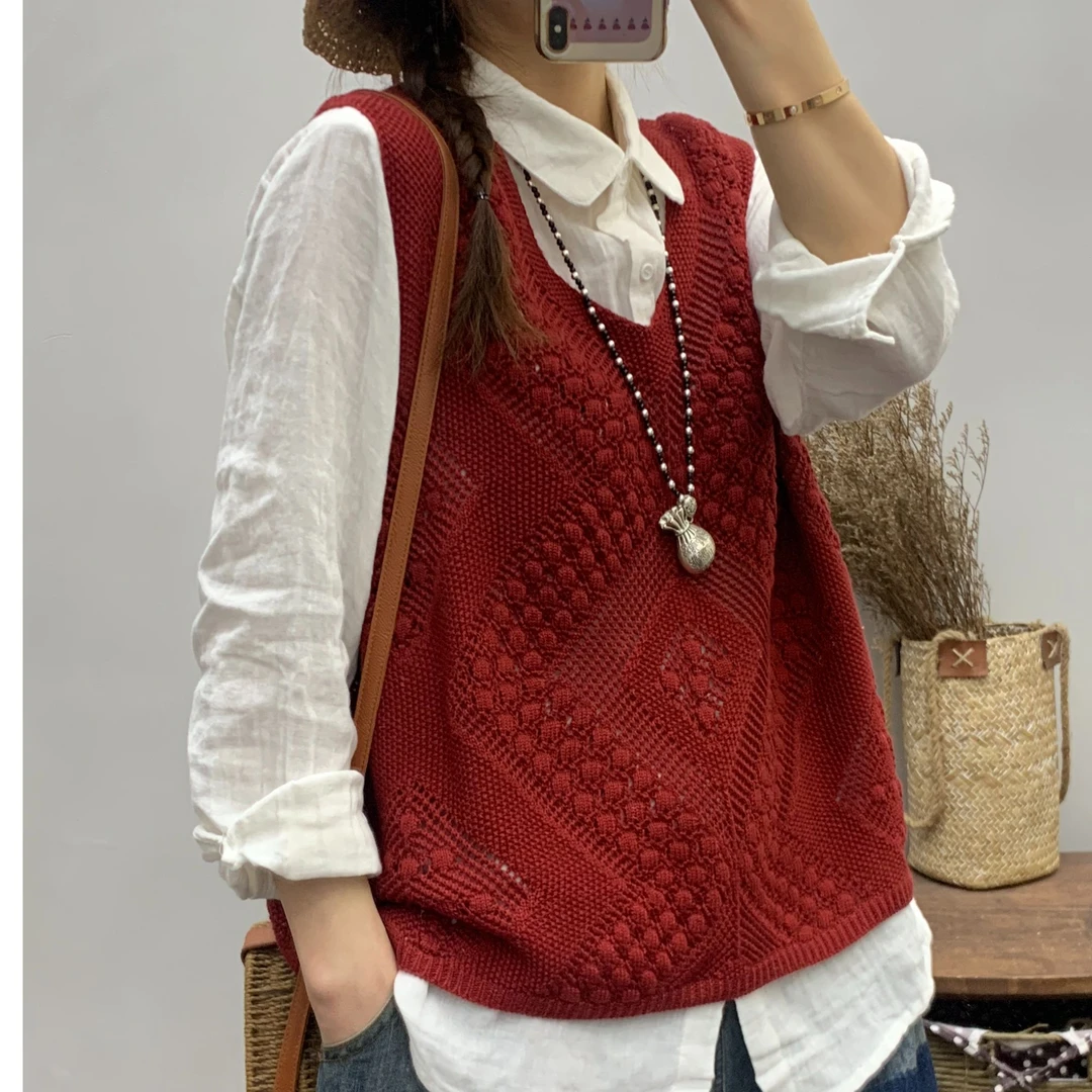 高品质纯棉线宽松显瘦气质百搭马甲