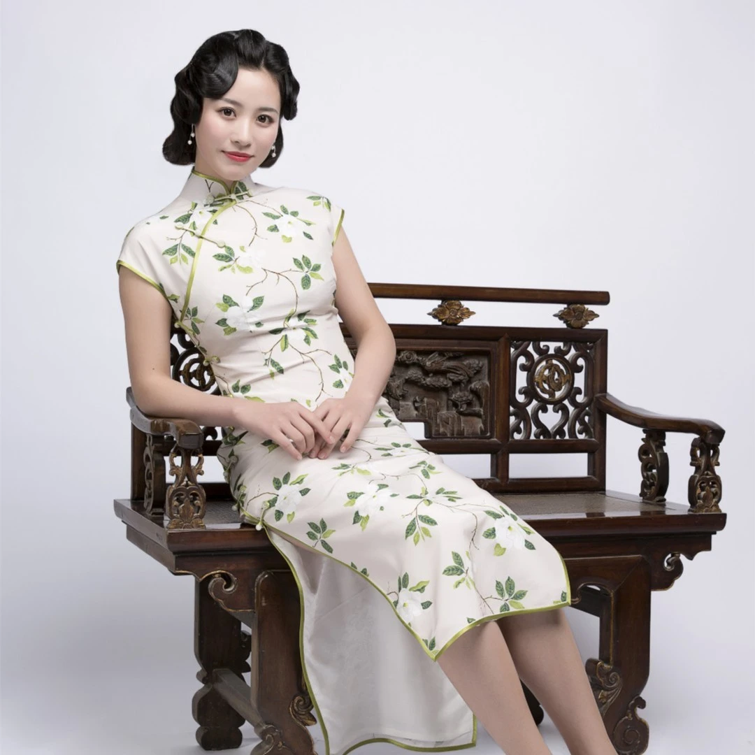 荷言HEYEN 原创 经典百搭气质改良旗袍裙 一池春水