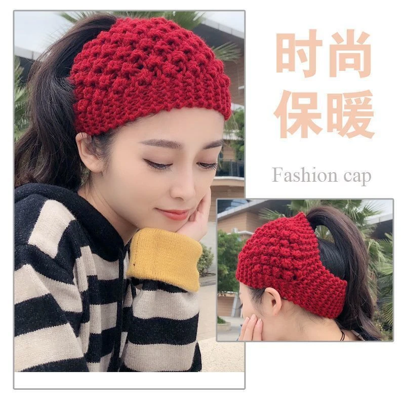 网红秋冬季手工针织编织帽子包头发带ins洋气超宽发箍发饰头饰女