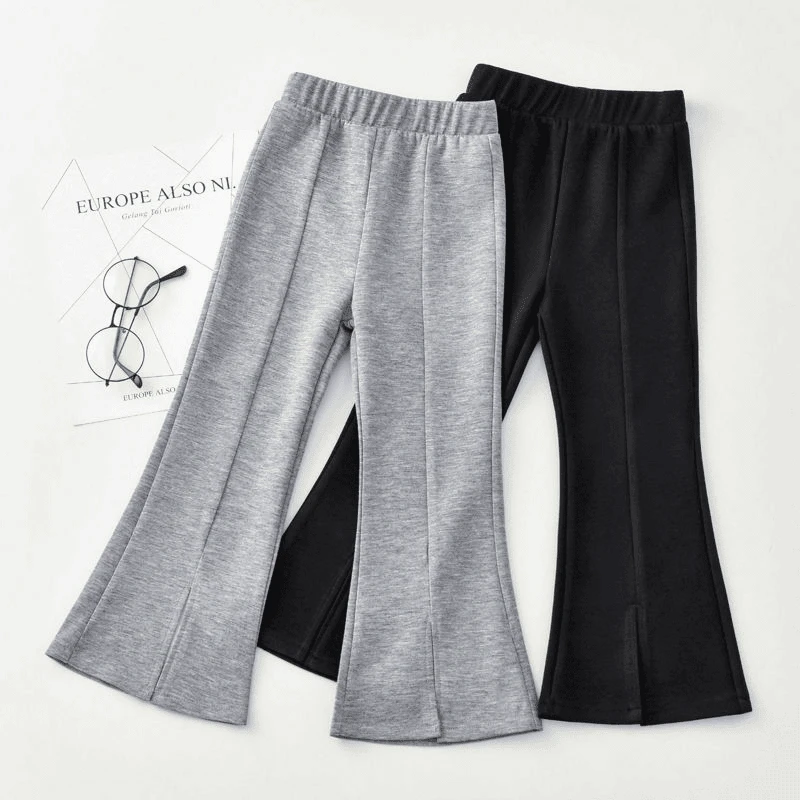 女童春秋新款裤子外穿儿童萌娃穿搭休闲微喇长裤中大童时髦喇叭裤