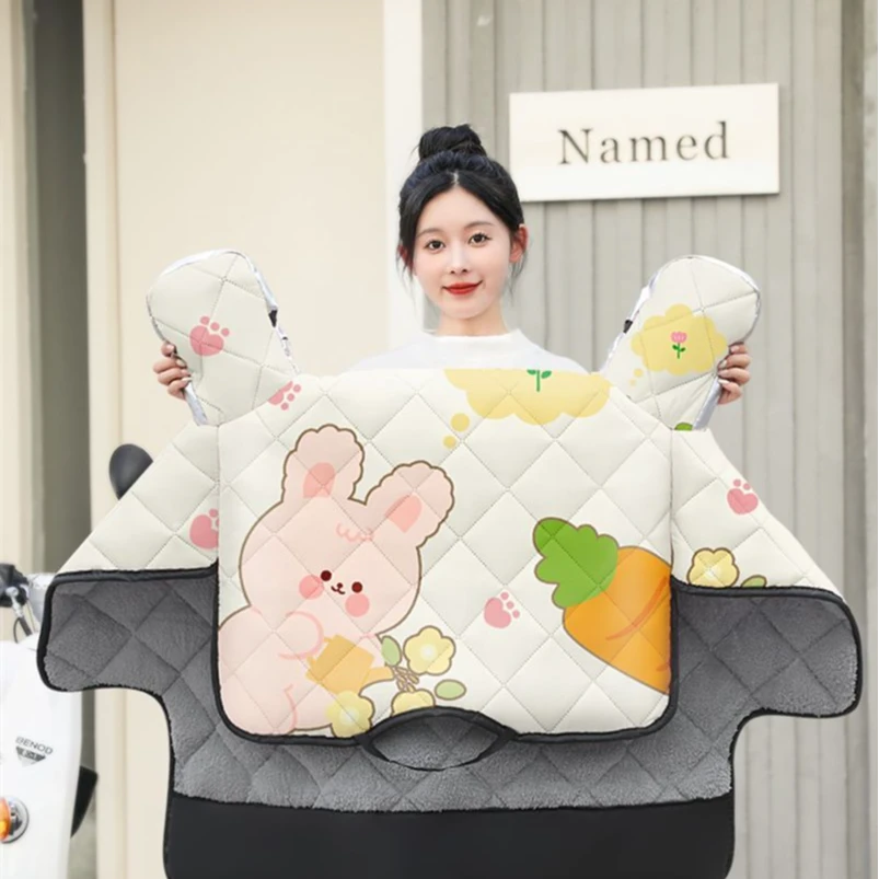 新款电动车加厚挡风被超厚冬季电瓶摩托车防水四季防风加绒保暖