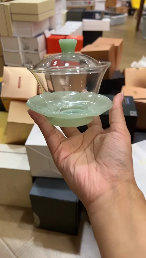 【闪购商品】禾器 晶彩荷叶盖碗浅玉色