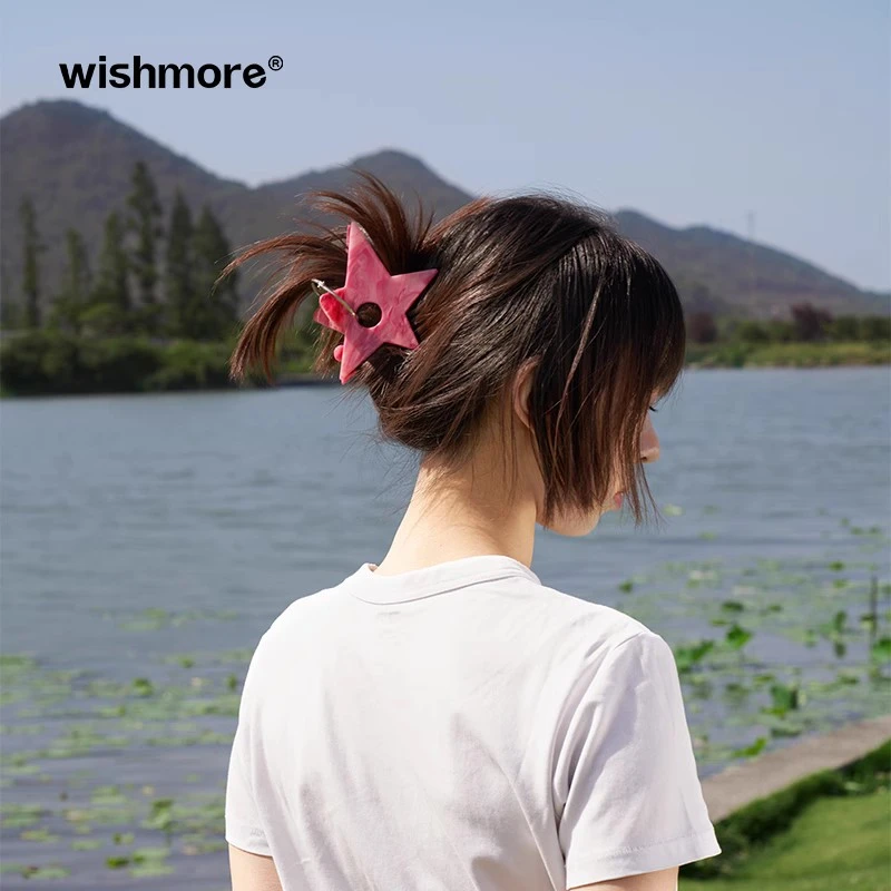 wishmore原创设计星星发夹女夏季可爱盘发发卡半扎发抓夹头饰ins