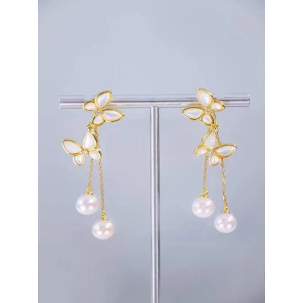 【奥萝拉珠宝】 AKOYA珍珠耳饰 S925银镶嵌 6.5-7MM海水珍珠 #ES146