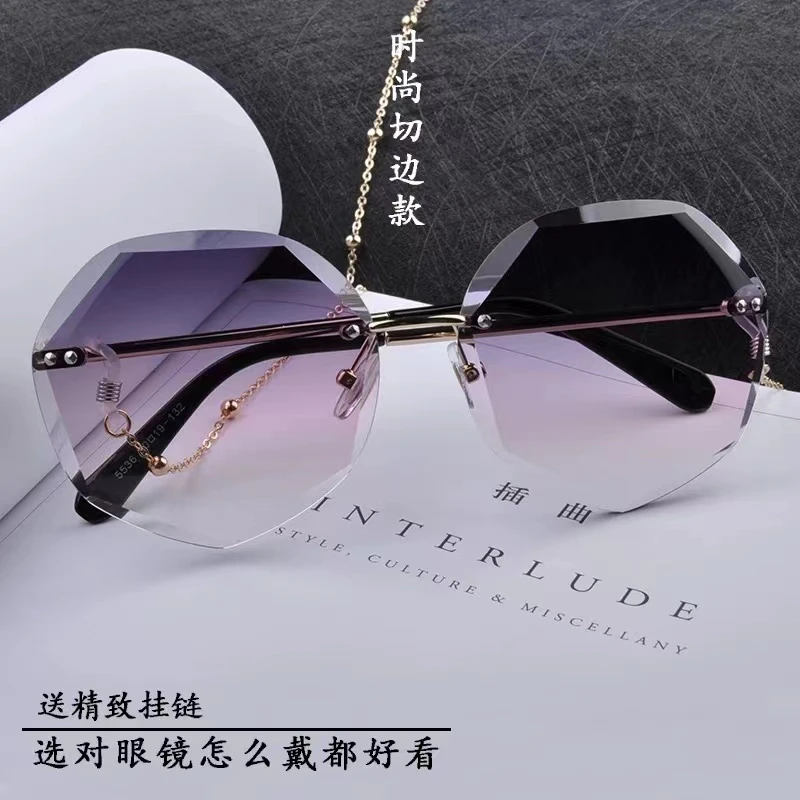 2024新款切边墨镜女韩版潮圆脸复古原宿风太阳眼镜防紫外线ins