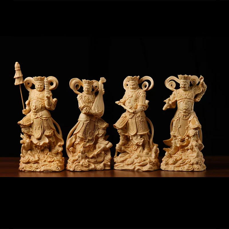 桧木木雕四大天王摆件多闻天王增长天王广目天王持国天王家居摆件