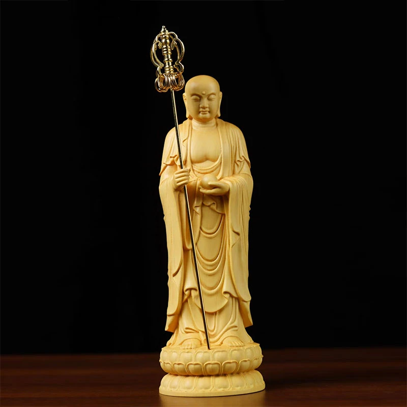 黄杨木雕地藏王菩萨木制雕刻工艺品文玩收藏装饰书房客厅家居摆件