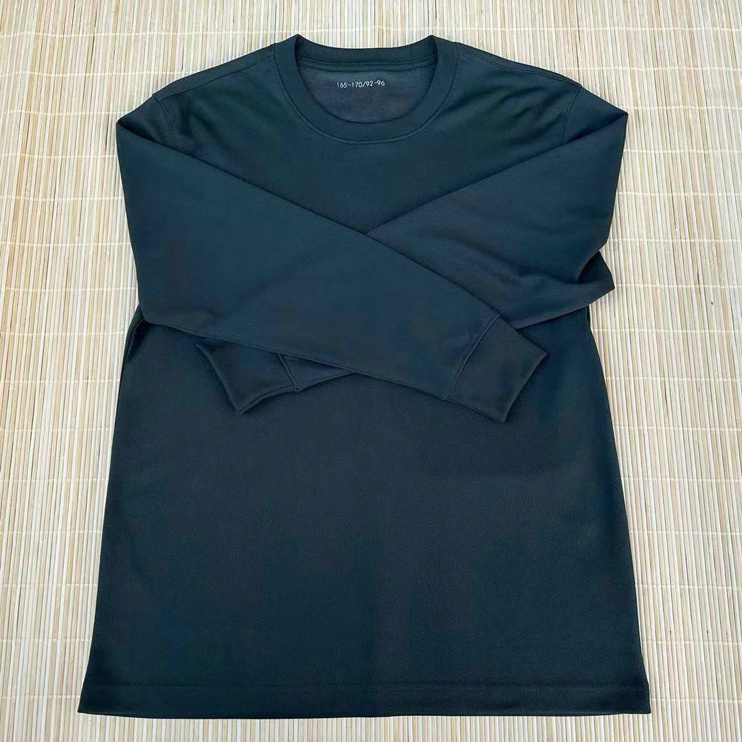 橄榄绿色长袖圆领衫春秋速干透气户外体能服长袖运动上衣T恤衫