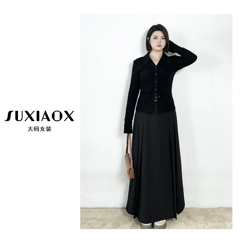 【柏林之夜】新款显瘦女装半身裙大码女装纯色气质高腰百搭-LK8039