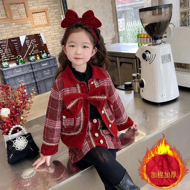 【小扬哥推荐】新款洋气女童套装裙子冬装潮流儿童周岁圣诞半身裙