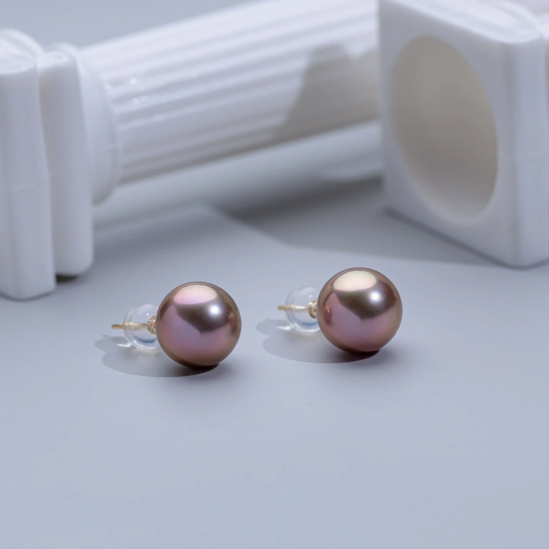 【宠粉福利】淡水远山黛时尚高贵珍珠耳钉10-11mm 18k耳针