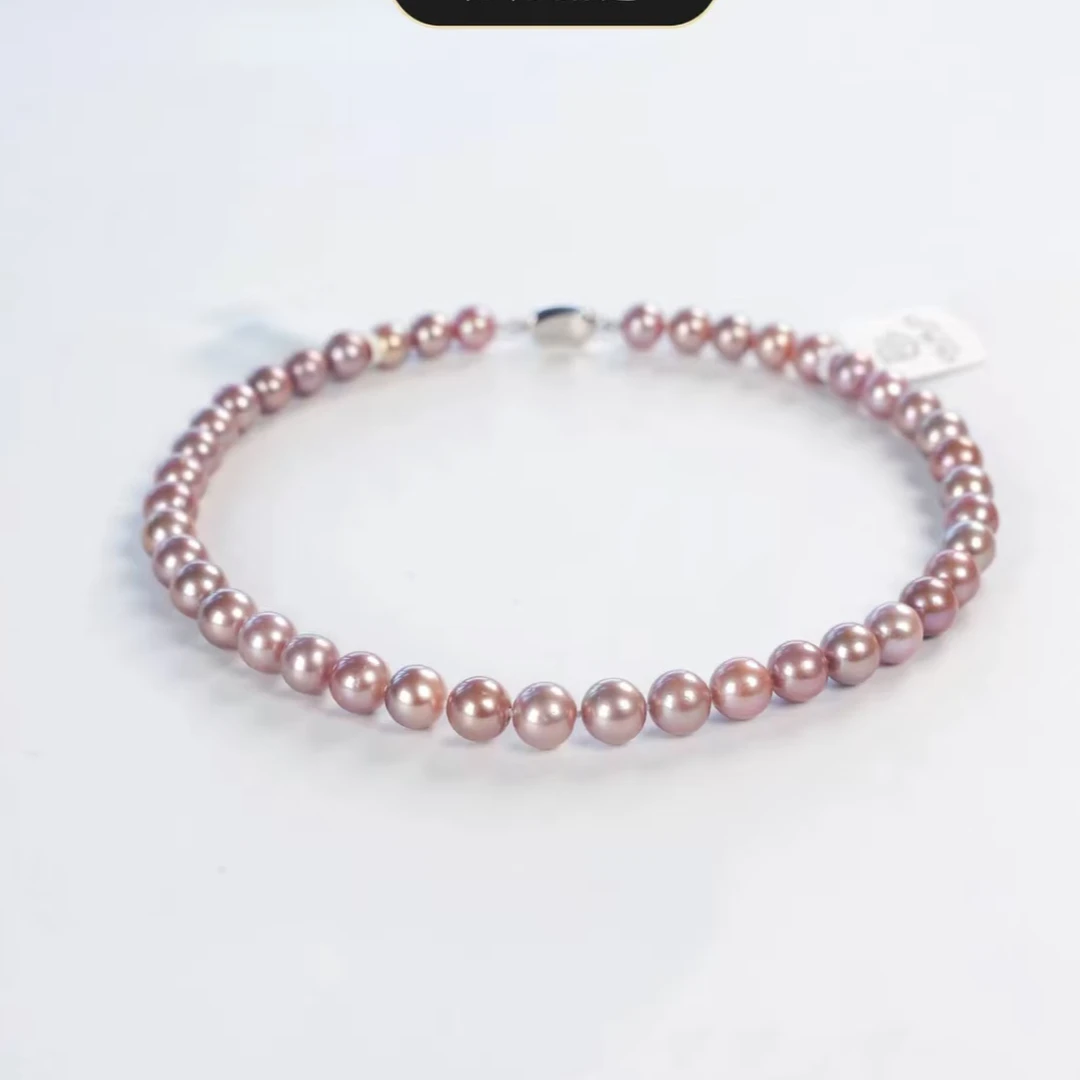 【毕业丁香紫】淡水气质高贵优雅紫色珍珠项链9-11mm含吉尔德大证