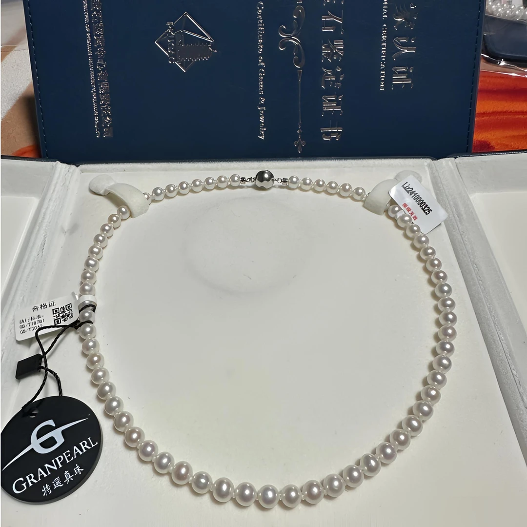 【小羊甄选】s925银天然淡水无核”北大天女“全珠链5.5-6.5mm