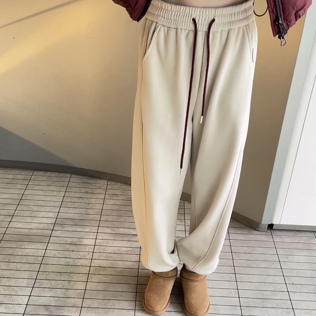 加绒加厚切胯裤休闲百搭洋气束脚卫裤女