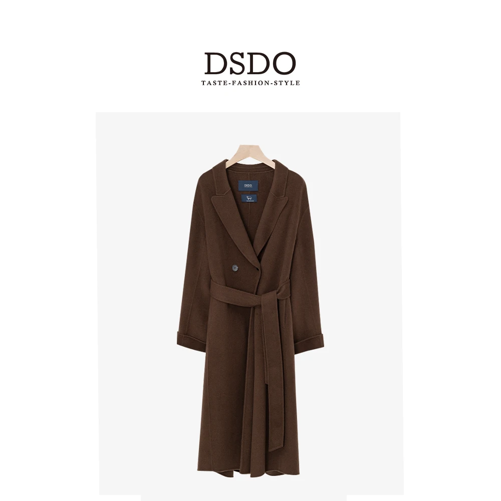 DSDO24秋冬新款女士双面呢外套时尚中长款秋冬轻奢羊毛毛呢大衣