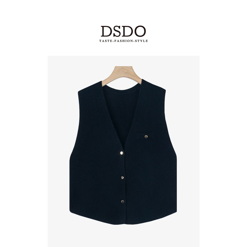 DSDO秋冬新款美利奴羊毛背心针织轻奢百搭休闲羊毛无袖打底衫女