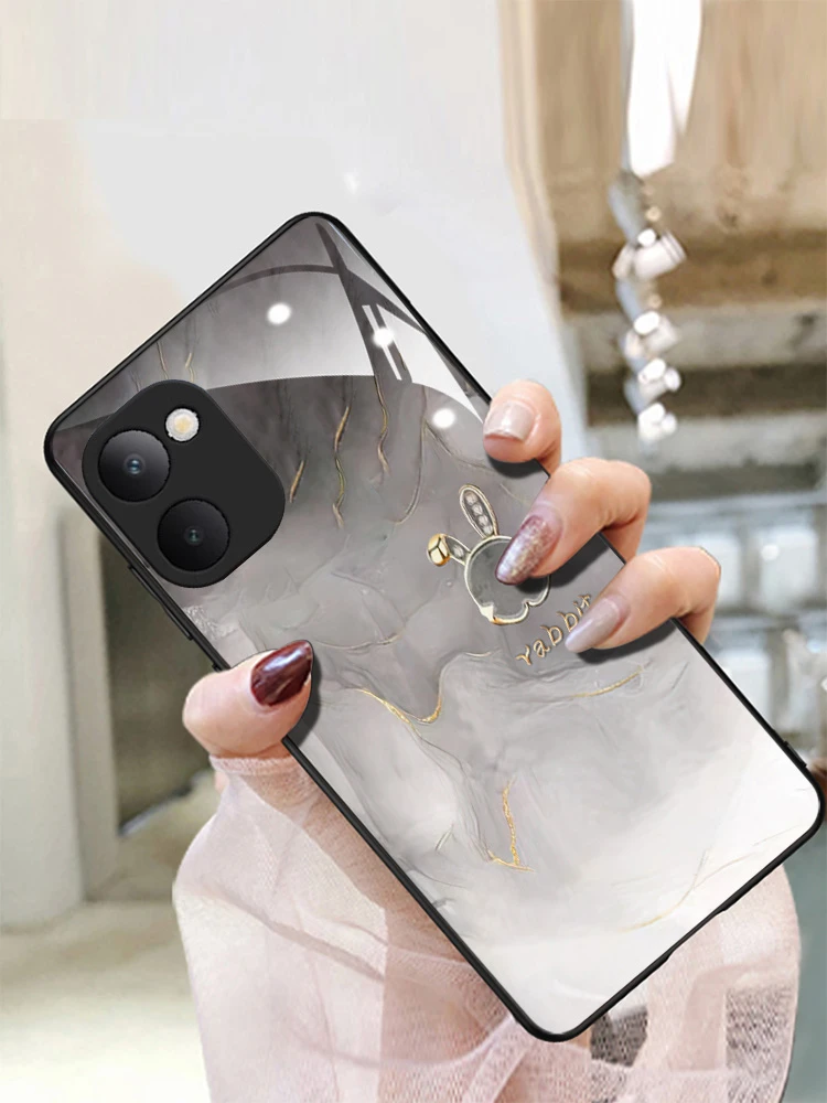 水墨兔vivoy100i手机壳钢化玻璃少女新款网红日韩防摔镜头全包5g