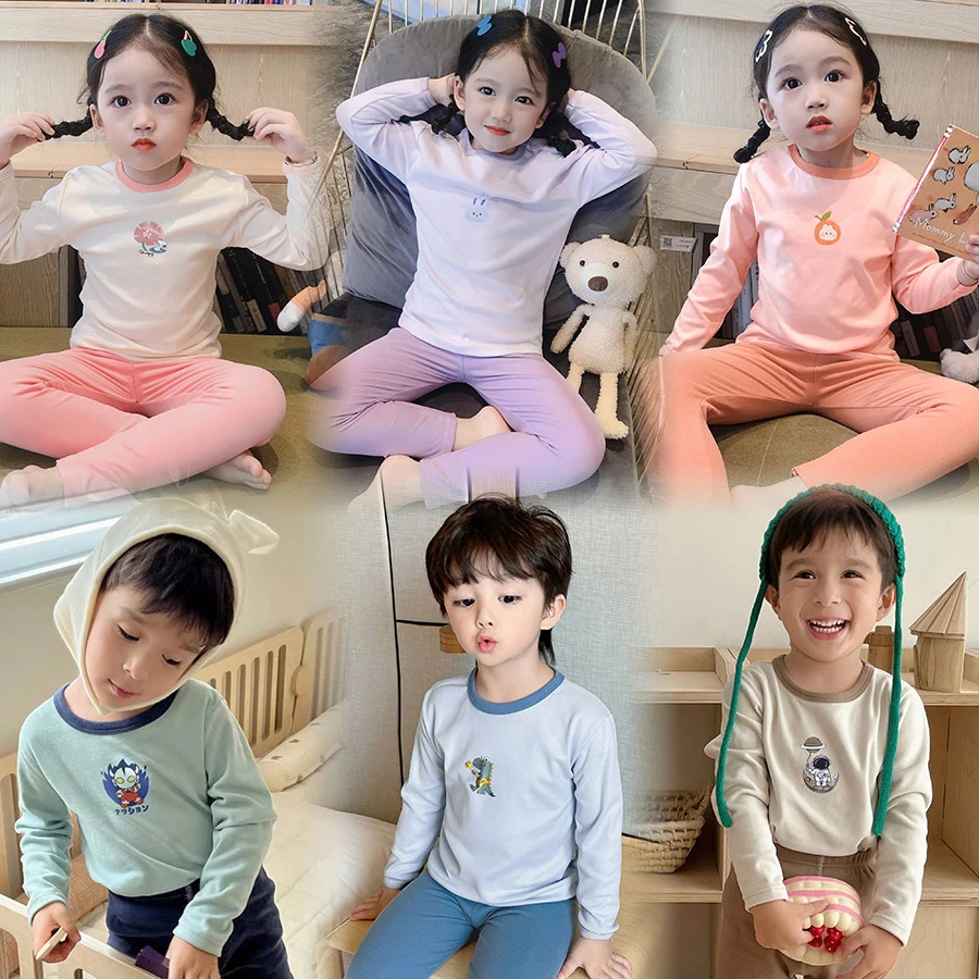 2025新款儿童保暖套装男女童睡衣套装长袖秋衣秋裤小童家居服