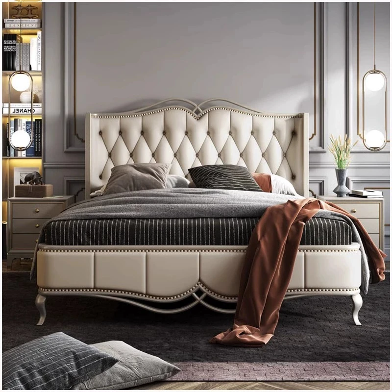 美式实木轻奢床法式真皮公主床收纳储物婚床现代简约主卧双人大床