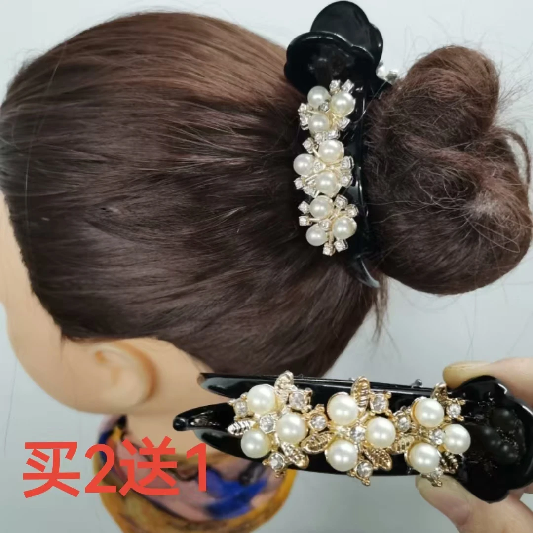 韩国发饰网红花苞头饰品花朵盘发丸子头发夹盘发神器马尾扣抓夹