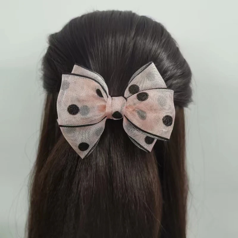 韩国绢花布艺甜美气质发夹蝴蝶结顶夹横夹发饰弹簧夹头饰马尾发卡