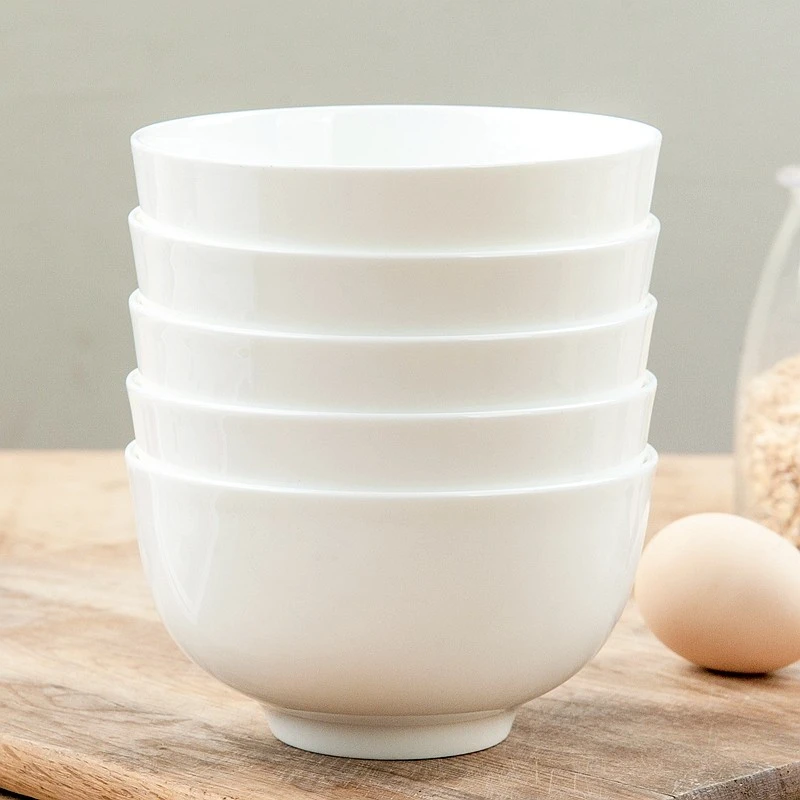 5英寸奥碗 景德镇纯白骨瓷饭碗陶瓷大碗家用吃饭碗米饭碗防烫高脚