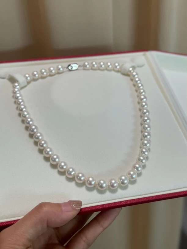 9-10mm基本正圆微瑕极光爱迪生淡水真珍珠项链