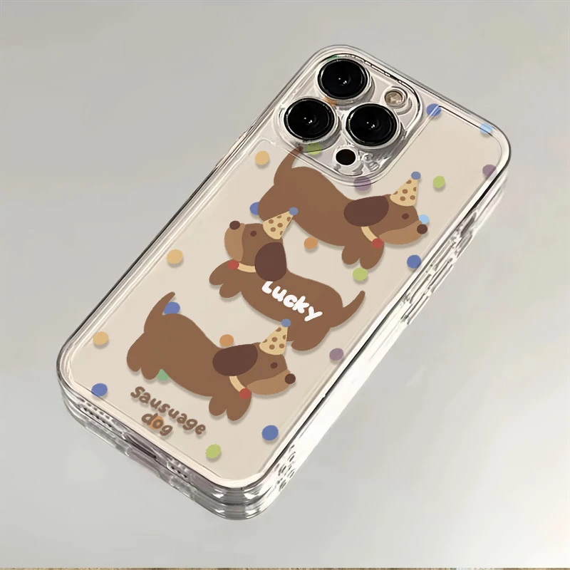 腊肠狗苹果14/华为/VIVO/OPPO/荣耀/小米/三星可爱防摔透明手机壳