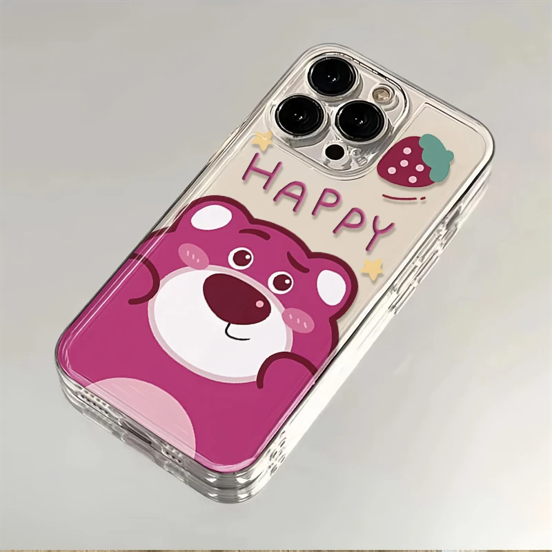 草莓熊苹果15华为P60荣耀90小米OPPO/VIVO透明iPhone14三星手机壳