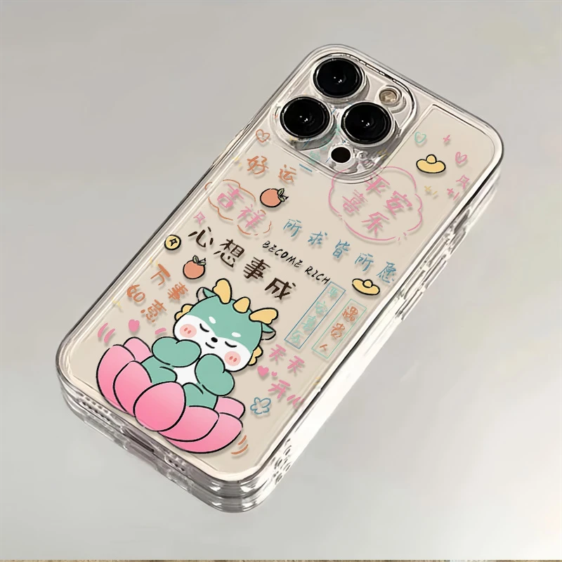 好运莲莲苹果/华为/VIVO/OPPO/荣耀/小米/三星新款防摔透明手机壳