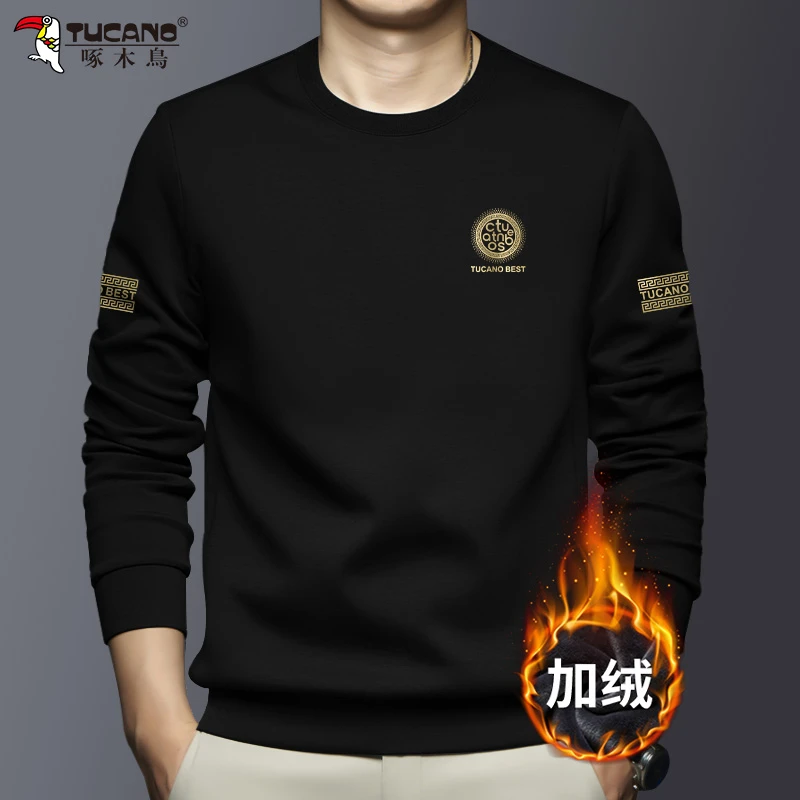 TUCANO/啄木鳥ZM781男士圆领卫衣2023新款秋冬高档印花修身上衣服