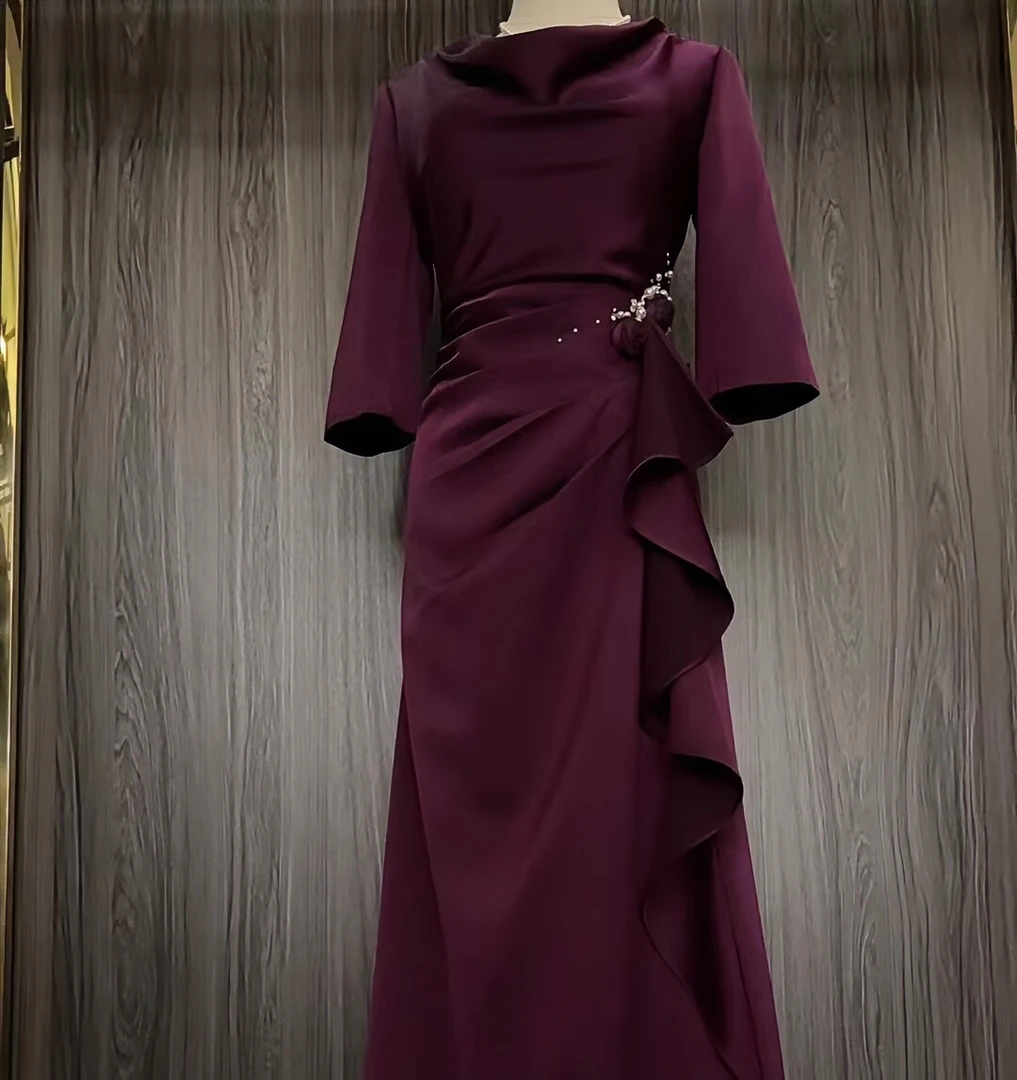0102-红紫两色套餐带披肩喜婆婆喜妈妈礼服气质