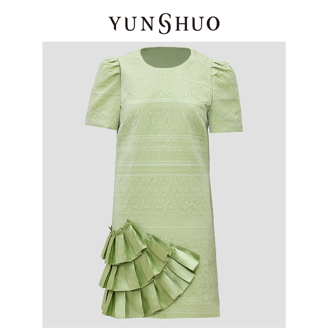 YUNSHUO允硕2024夏季经典 气质复古提花连衣裙 566368